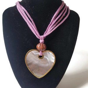 Purple, Gold Tone Heart Seashell Shaped layered ne